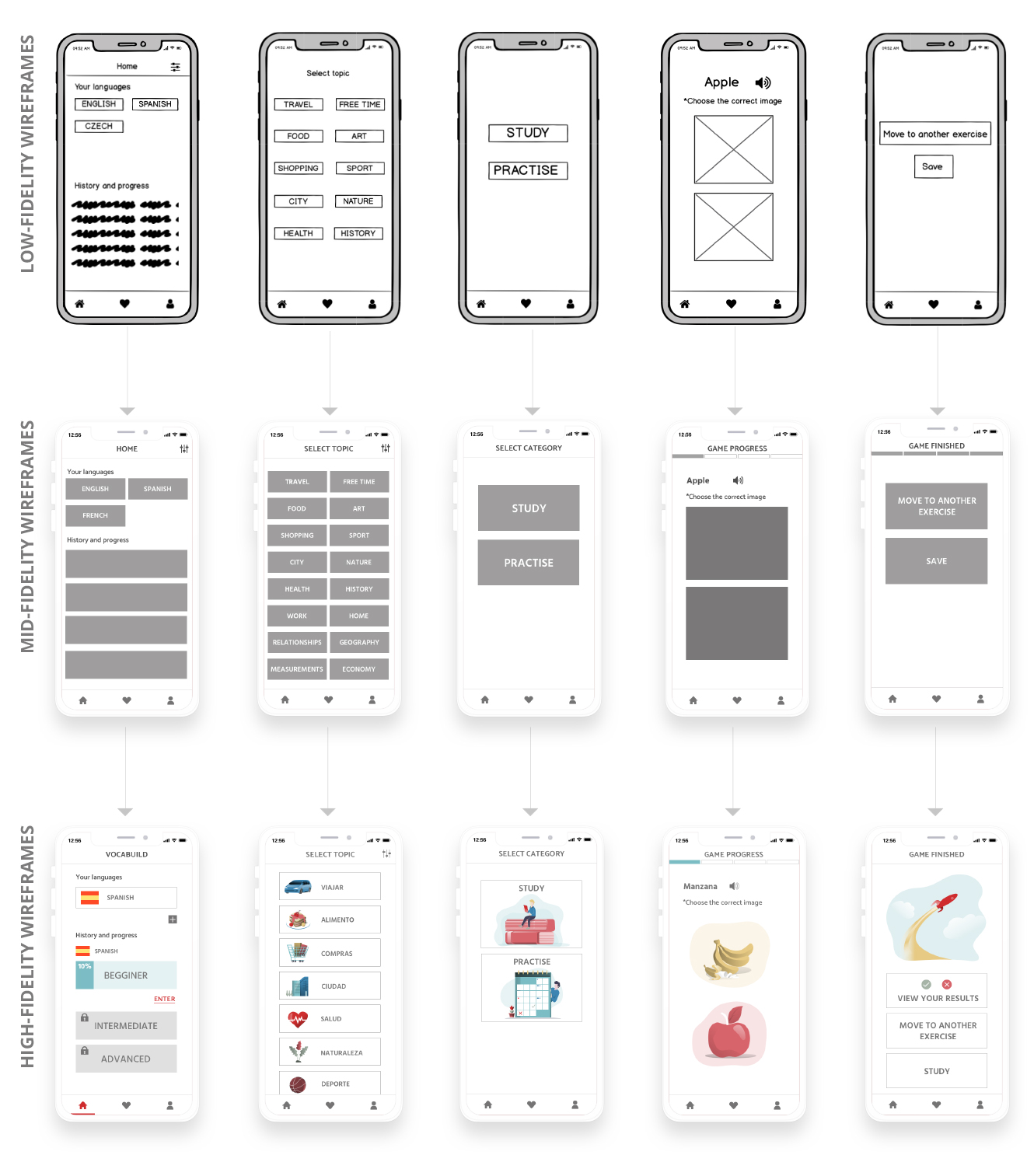 Vocabuild Wireframes